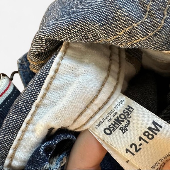 Vintage OshKosh B'gosh Blue Overalls with Striped Straps - Picture 4 of 4